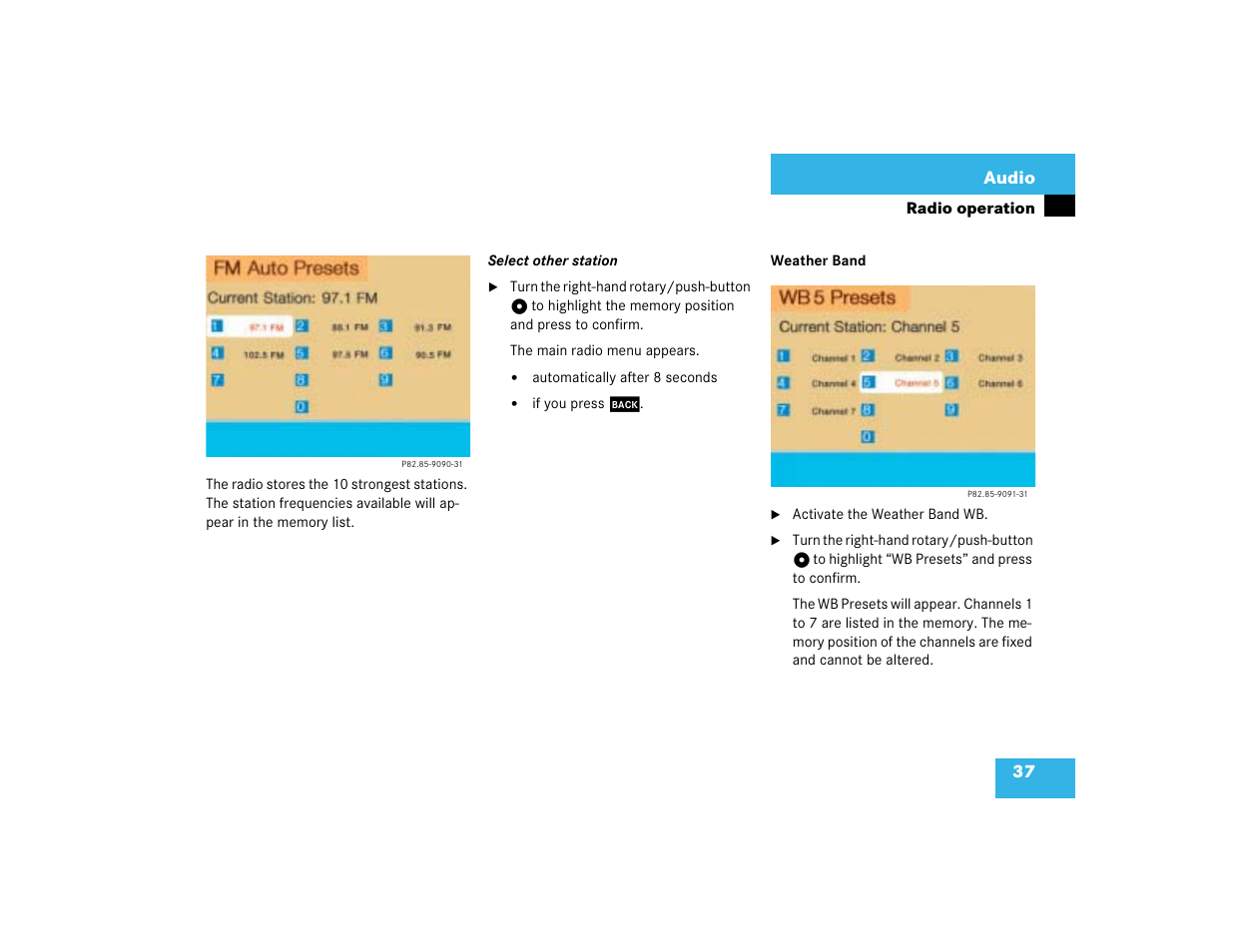 37 audio | Mercedes-Benz Command 209 User Manual | Page 45 / 225