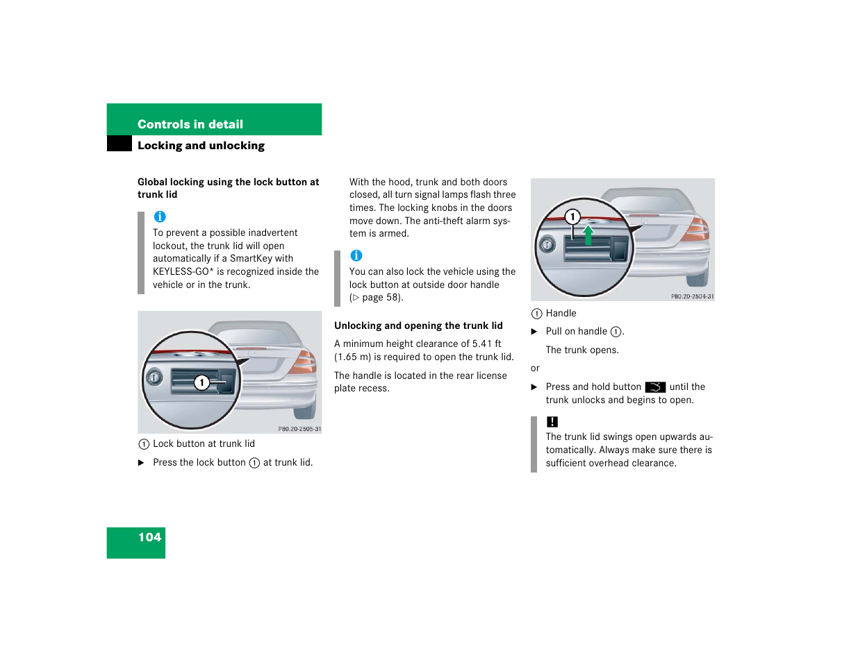 Mercedes-Benz 2005 CLK 320 User Manual | Page 105 / 506