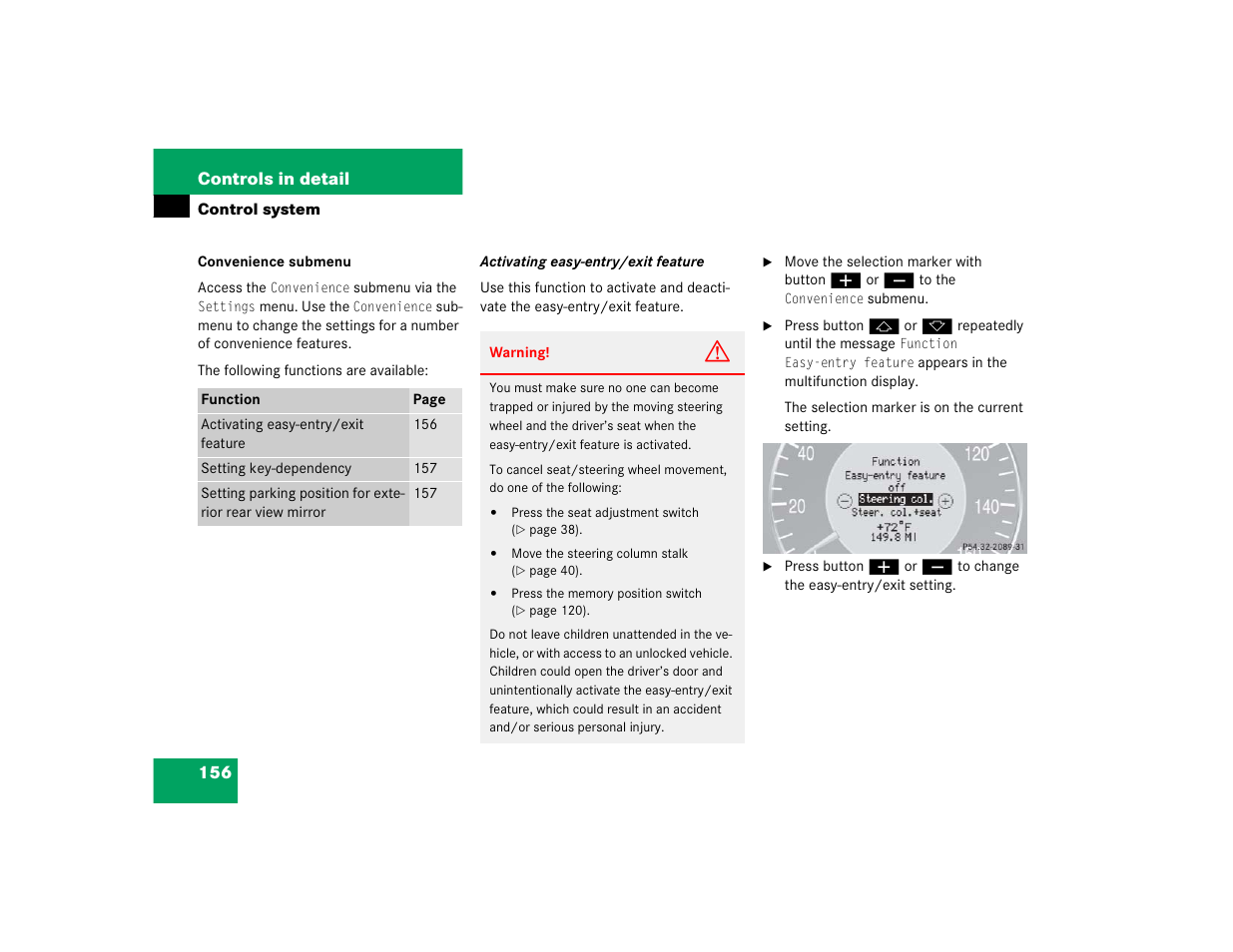 Mercedes-Benz 2005 CLK 320 User Manual | Page 157 / 506