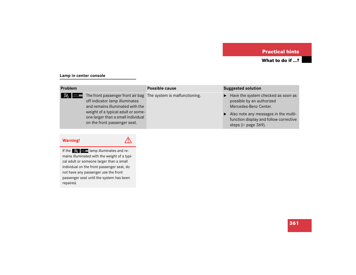 Mercedes-Benz 2005 CLK 320 User Manual | Page 362 / 506