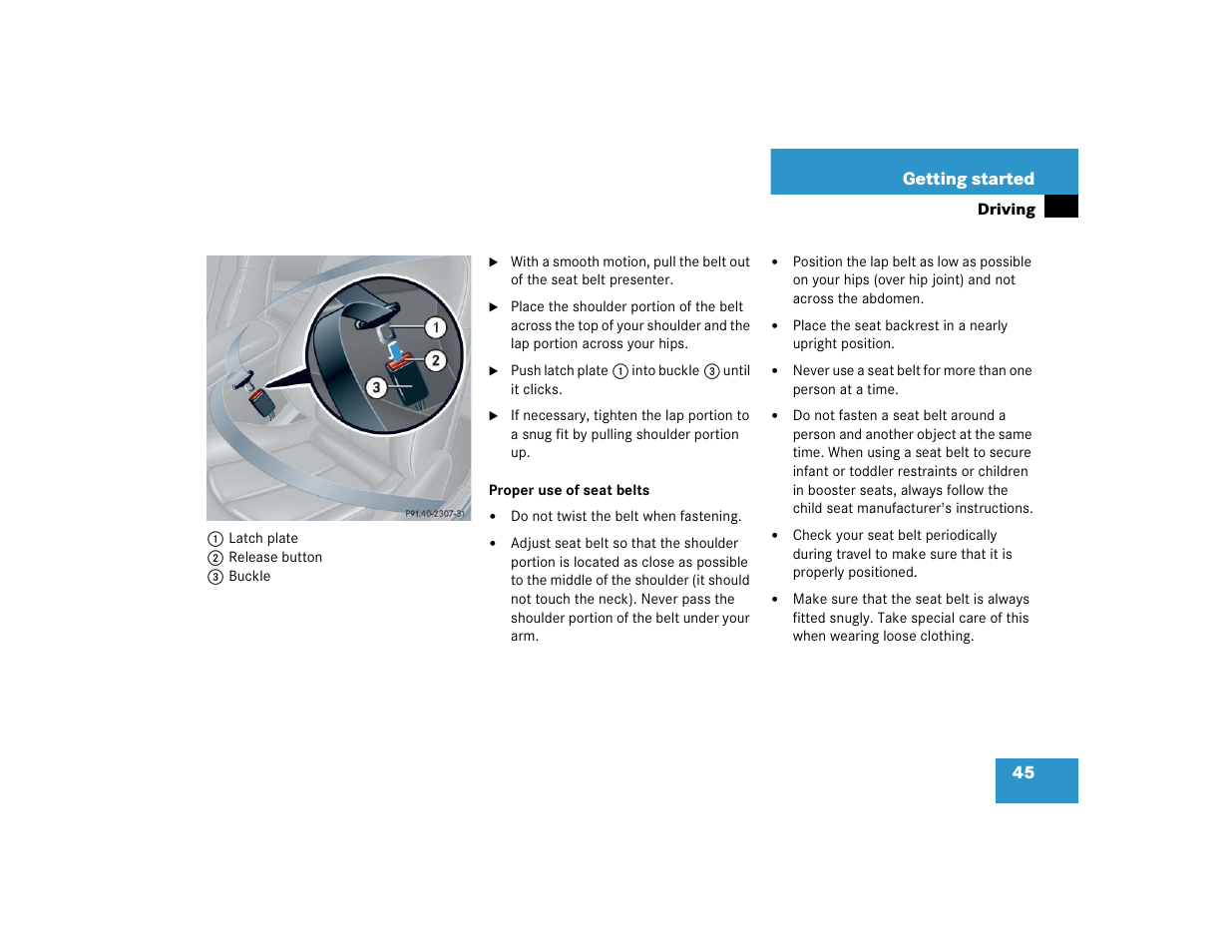 45 getting started | Mercedes-Benz 2005 CLK 320 User Manual | Page 46 / 506