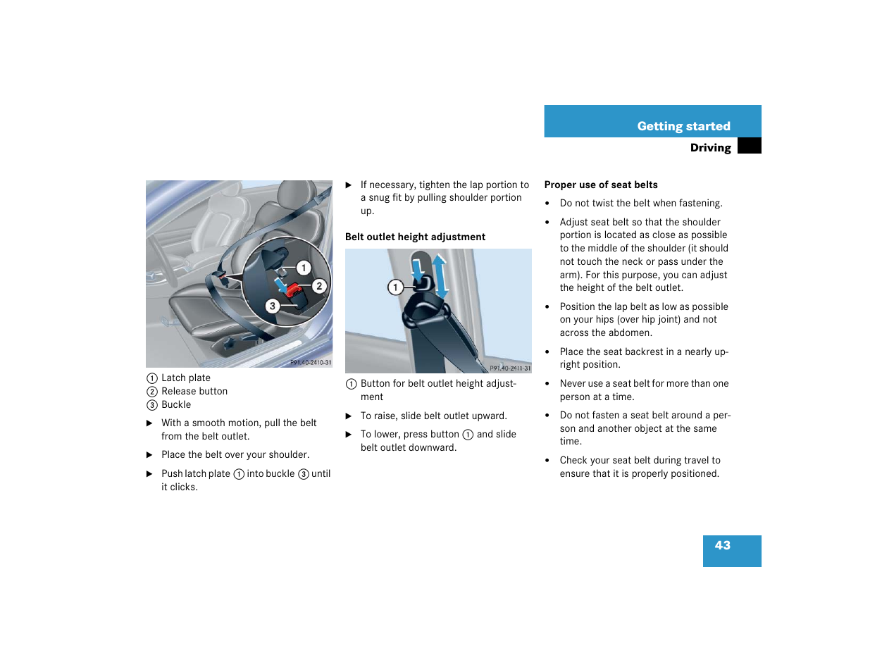 43 getting started | Mercedes-Benz 2004 C-Class Coupe User Manual | Page 43 / 376