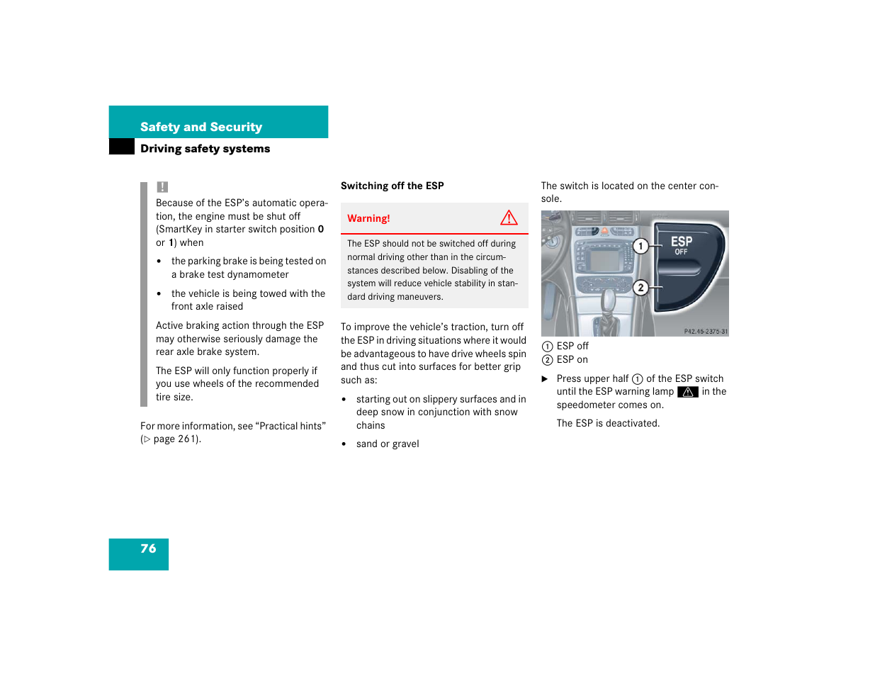 Mercedes-Benz 2004 C-Class Coupe User Manual | Page 76 / 376
