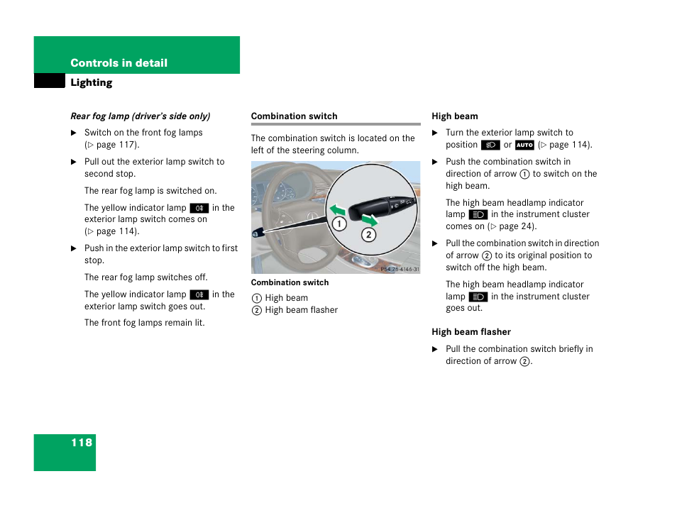Combination switch | Mercedes-Benz 2006 C 55 AMG User Manual | Page 119 / 473