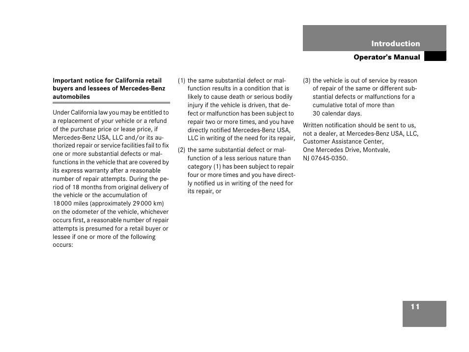 Mercedes-Benz 2006 C 55 AMG User Manual | Page 12 / 473