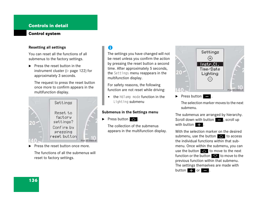 Mercedes-Benz 2006 C 55 AMG User Manual | Page 137 / 473