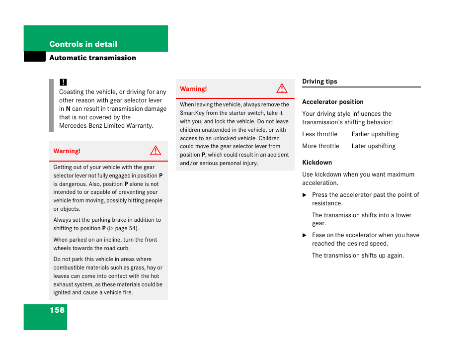 Driving tips | Mercedes-Benz 2006 C 55 AMG User Manual | Page 159 / 473