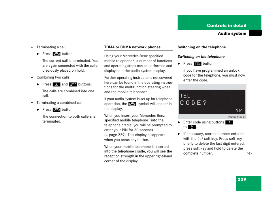 Tdma or cdma network phones | Mercedes-Benz 2006 C 55 AMG User Manual | Page 230 / 473
