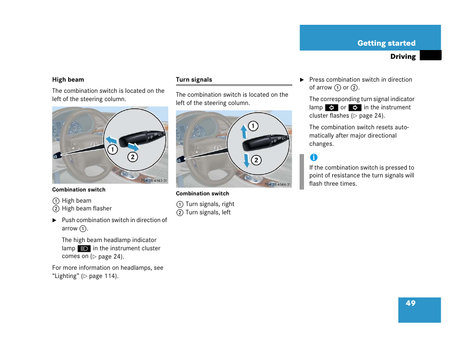 Turn signals | Mercedes-Benz 2006 C 55 AMG User Manual | Page 50 / 473