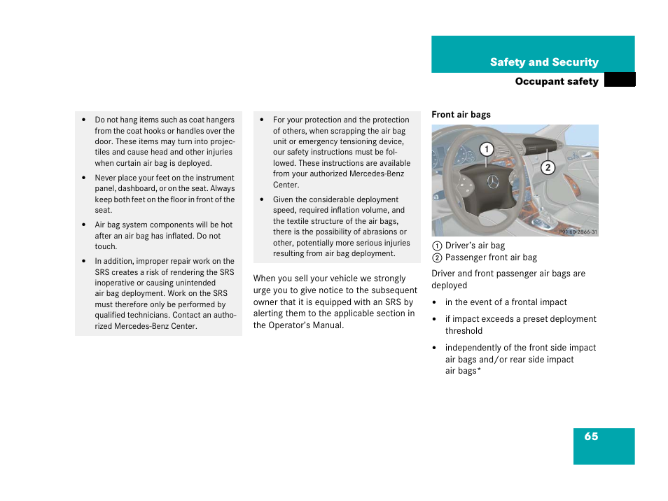 65 safety and security | Mercedes-Benz 2006 C 55 AMG User Manual | Page 66 / 473