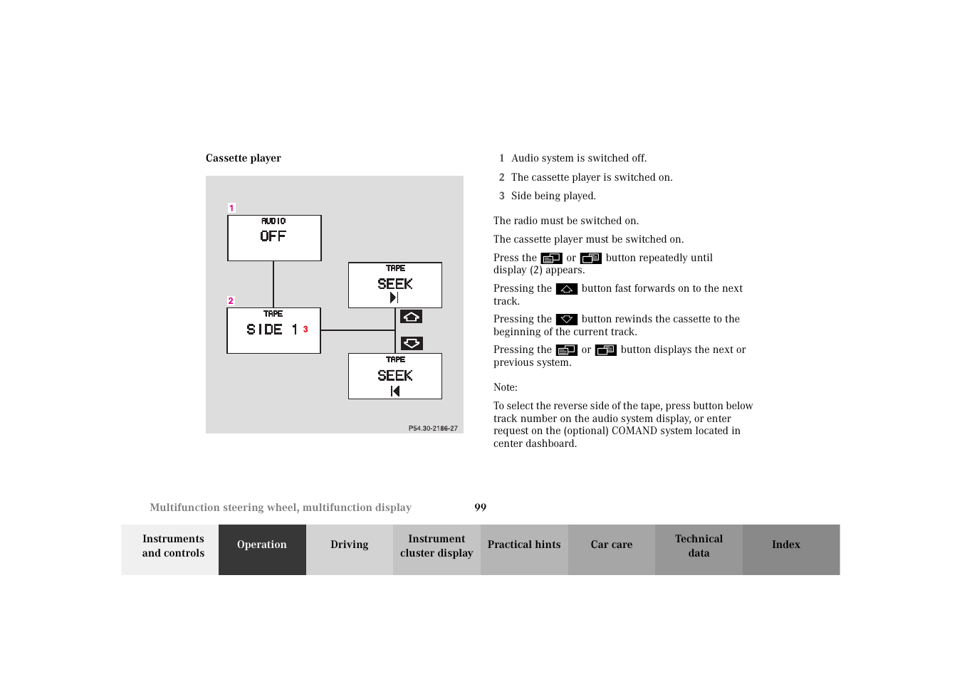 Cassette player | Mercedes-Benz 2003 E -Class Wagon User Manual | Page 102 / 354