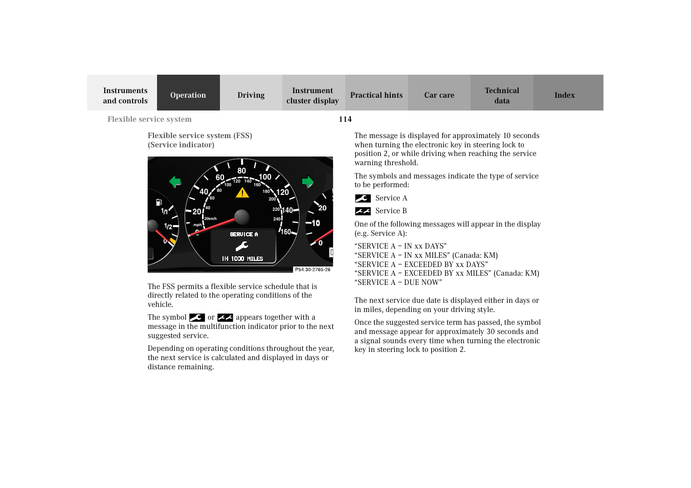 Flexible service system (fss) | Mercedes-Benz 2003 E -Class Wagon User Manual | Page 117 / 354
