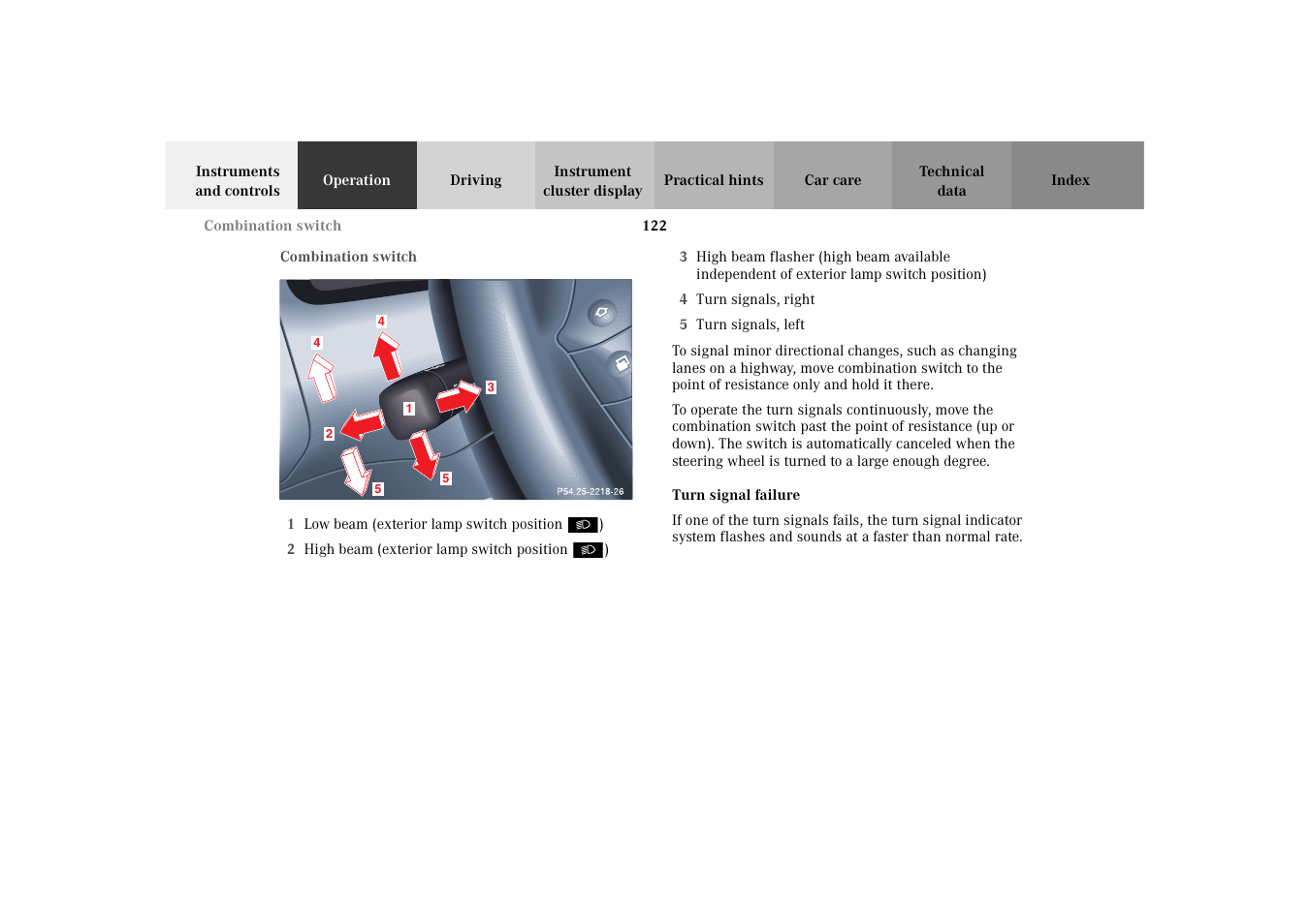 Combination switch | Mercedes-Benz 2003 E -Class Wagon User Manual | Page 125 / 354