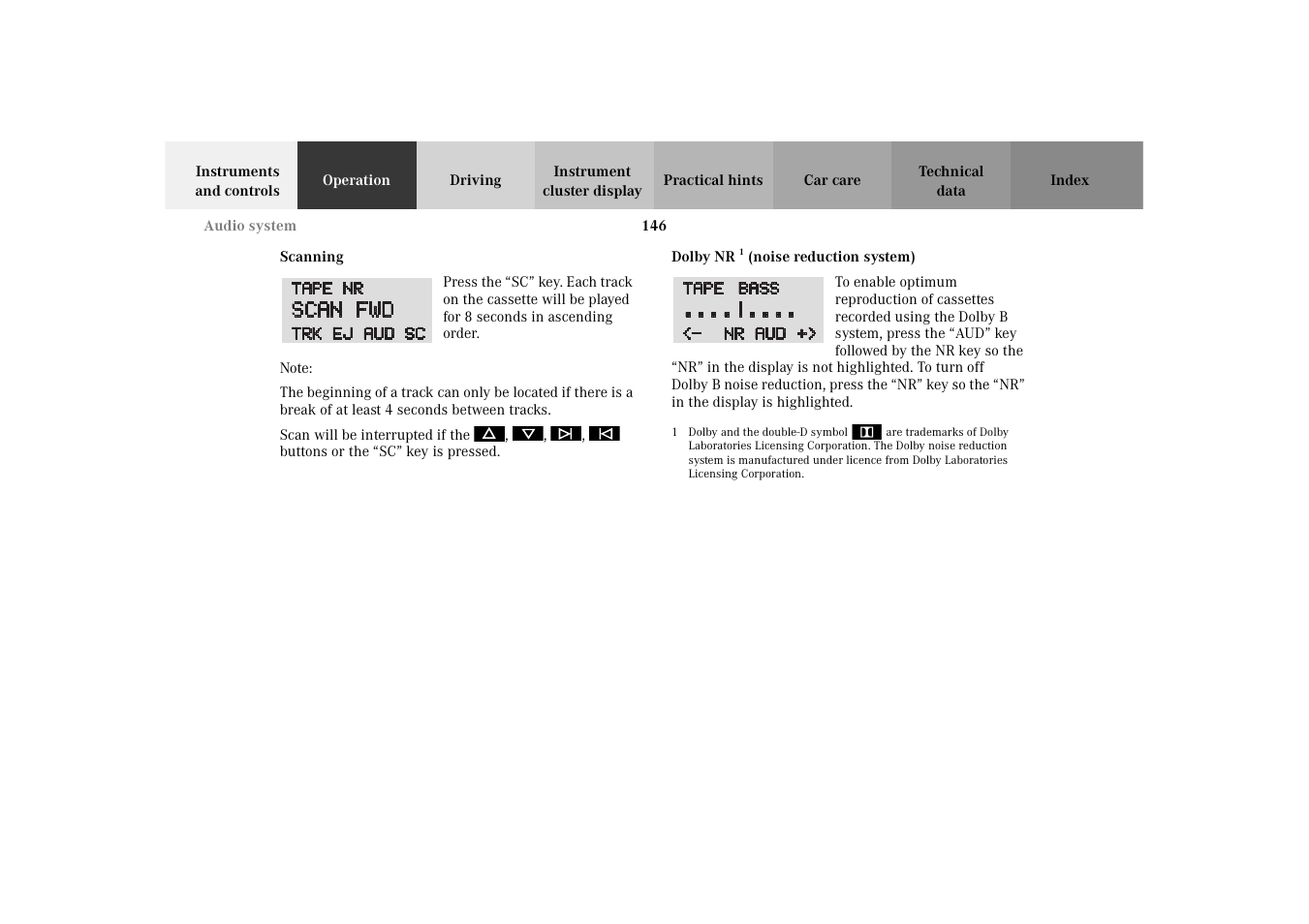 Scanning, Dolbynr | Mercedes-Benz 2003 E -Class Wagon User Manual | Page 149 / 354