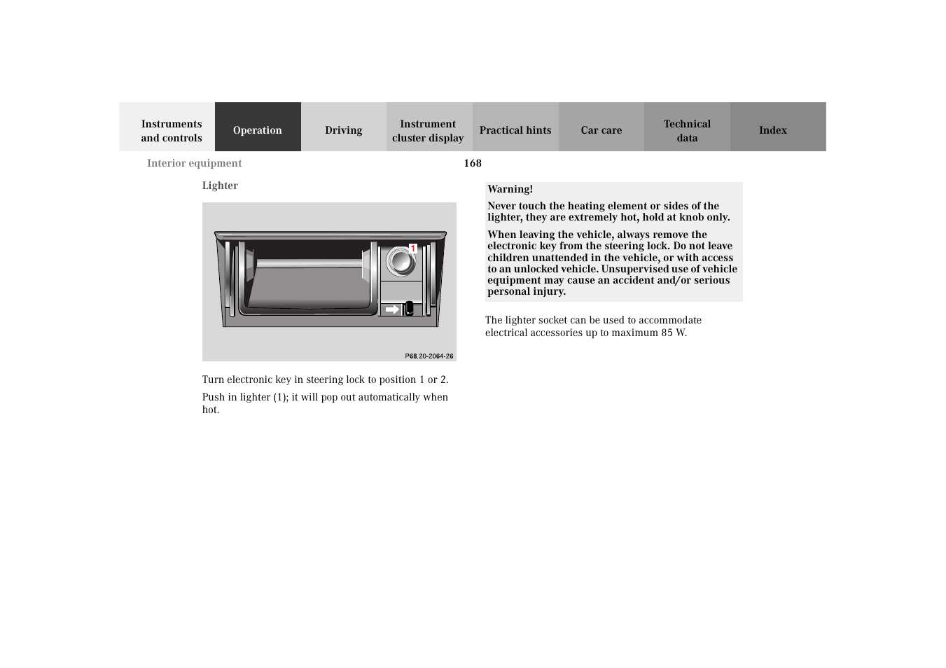Lighter | Mercedes-Benz 2003 E -Class Wagon User Manual | Page 171 / 354