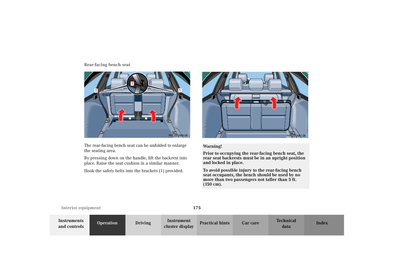 Rear-facing bench seat | Mercedes-Benz 2003 E -Class Wagon User Manual | Page 178 / 354