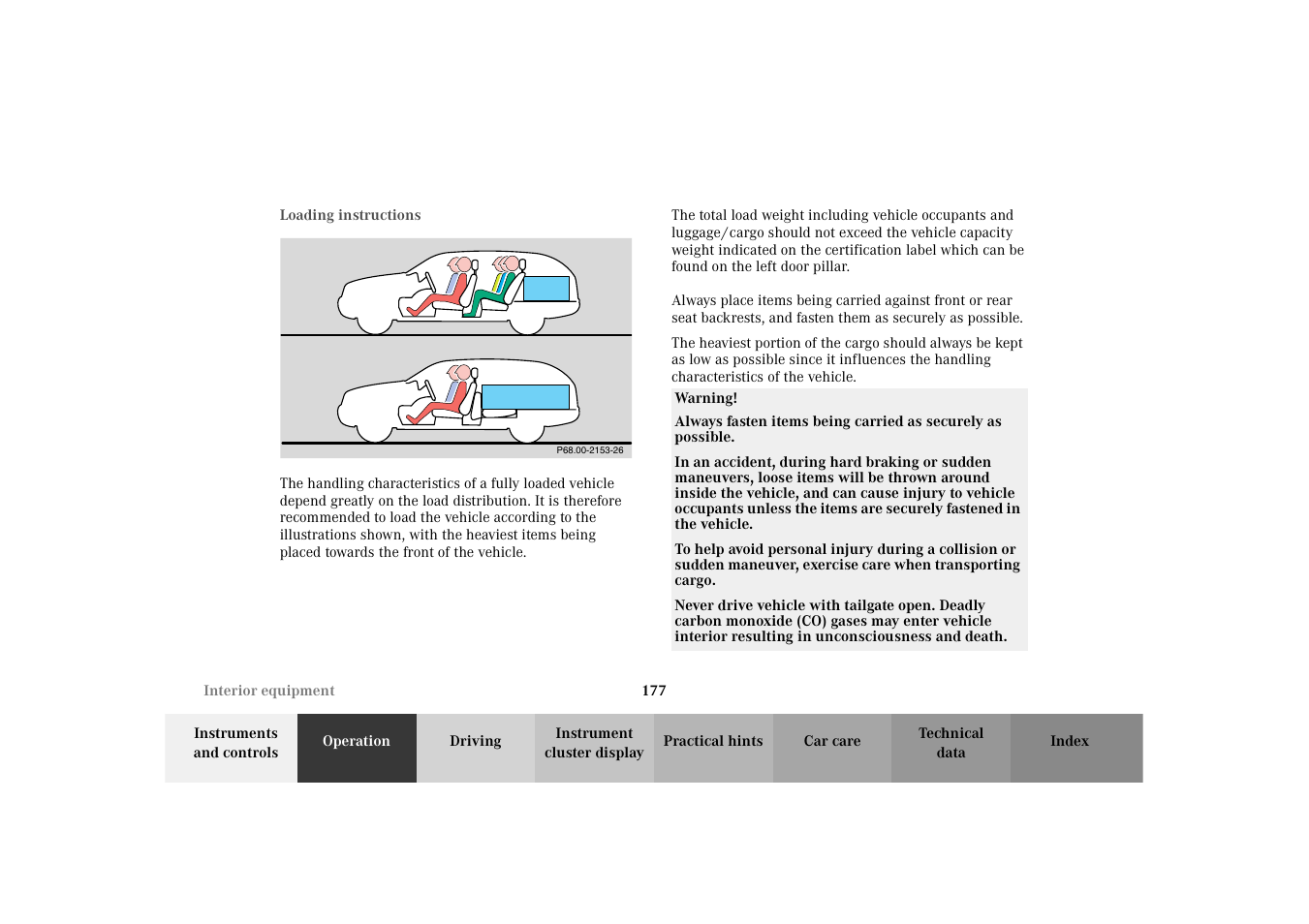 Loading instructions | Mercedes-Benz 2003 E -Class Wagon User Manual | Page 180 / 354