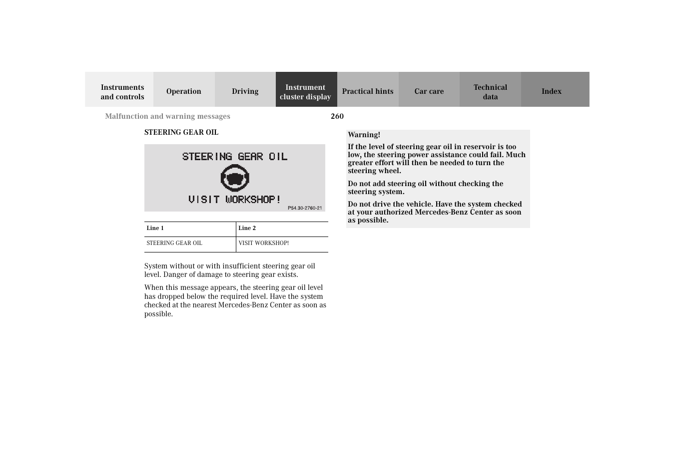 Steering gear oil | Mercedes-Benz 2003 E -Class Wagon User Manual | Page 263 / 354
