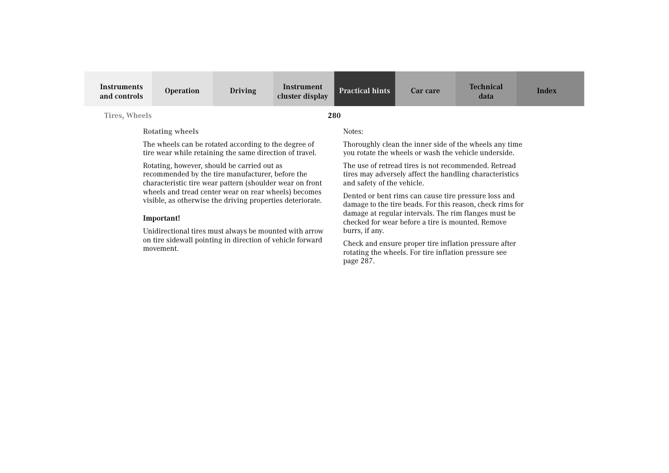 Rotating wheels | Mercedes-Benz 2003 E -Class Wagon User Manual | Page 283 / 354