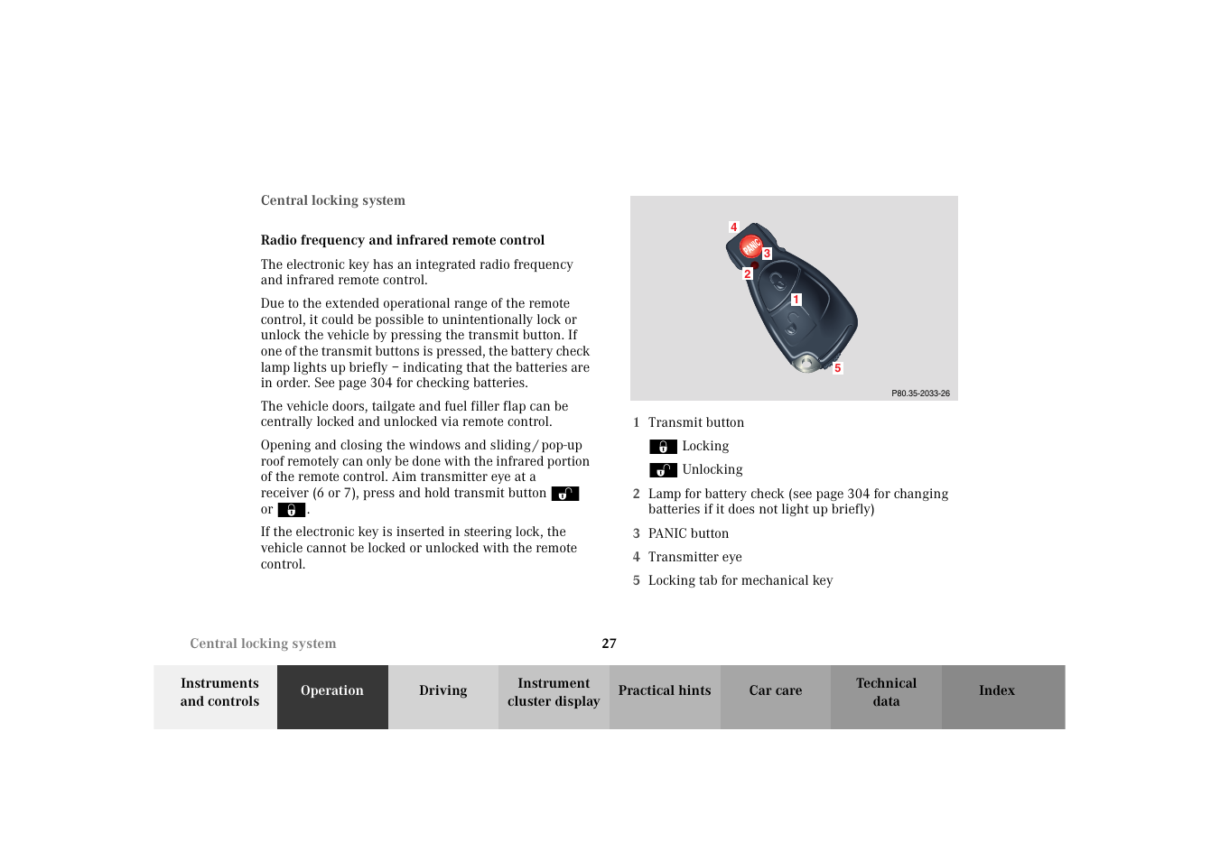 Central locking system, Radio frequency and infrared remote control | Mercedes-Benz 2003 E -Class Wagon User Manual | Page 30 / 354