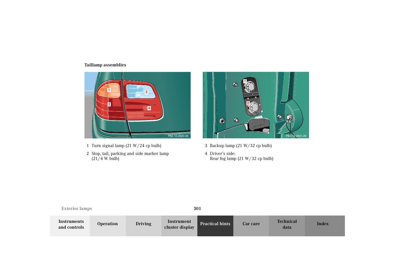 Taillamp assemblies | Mercedes-Benz 2003 E -Class Wagon User Manual | Page 304 / 354