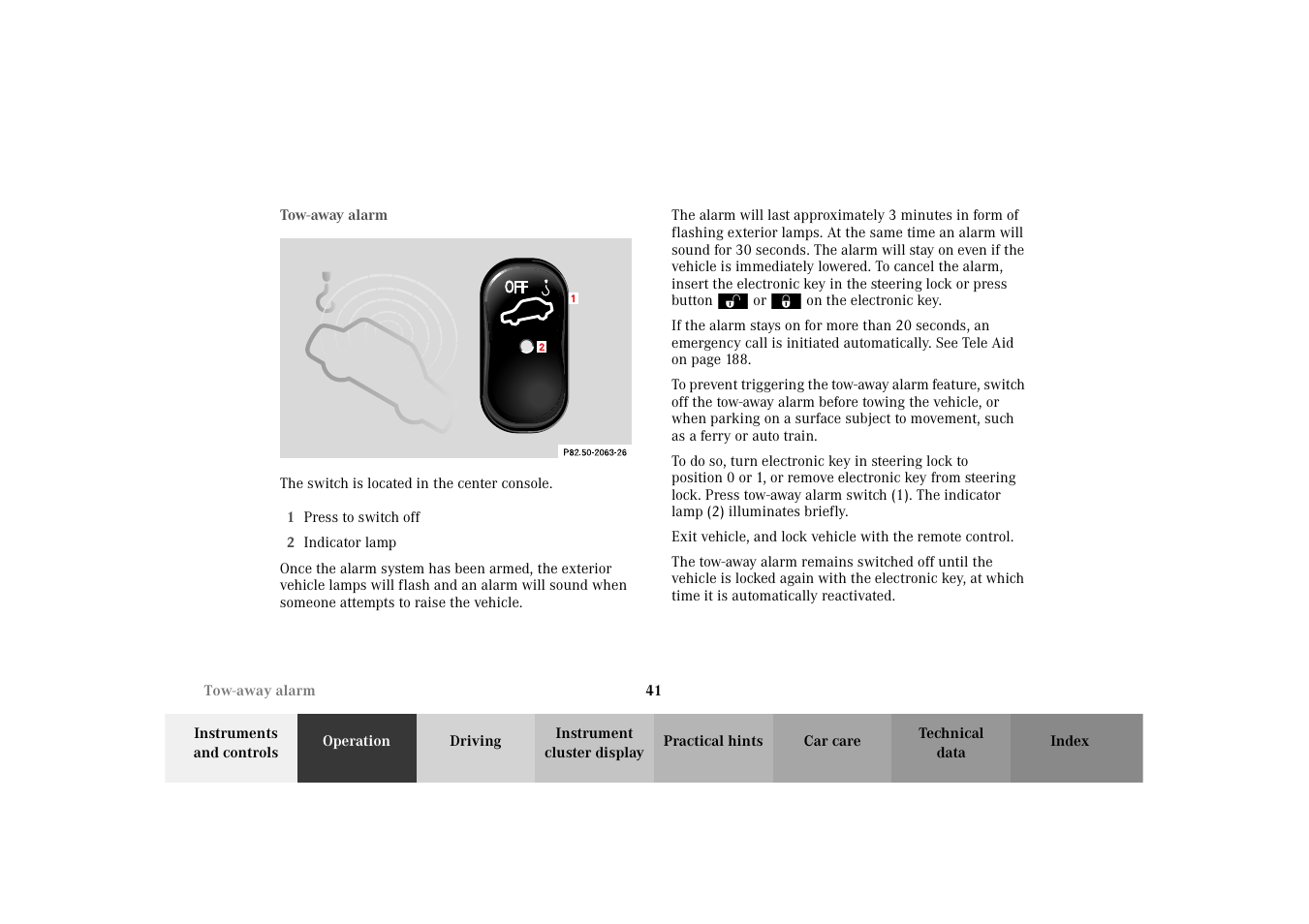 Tow-away alarm | Mercedes-Benz 2003 E -Class Wagon User Manual | Page 44 / 354