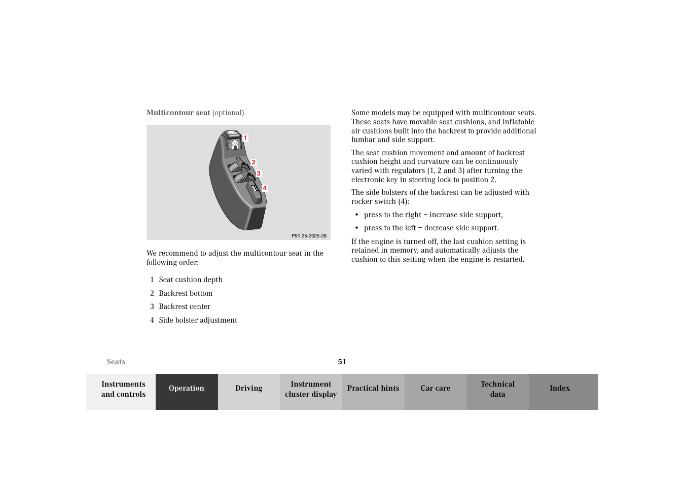 Multicontour seat | Mercedes-Benz 2003 E -Class Wagon User Manual | Page 54 / 354