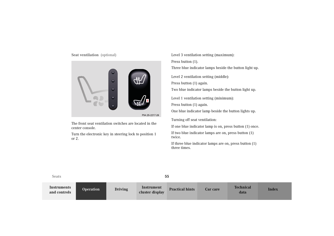 Seat ventilation | Mercedes-Benz 2003 E -Class Wagon User Manual | Page 58 / 354