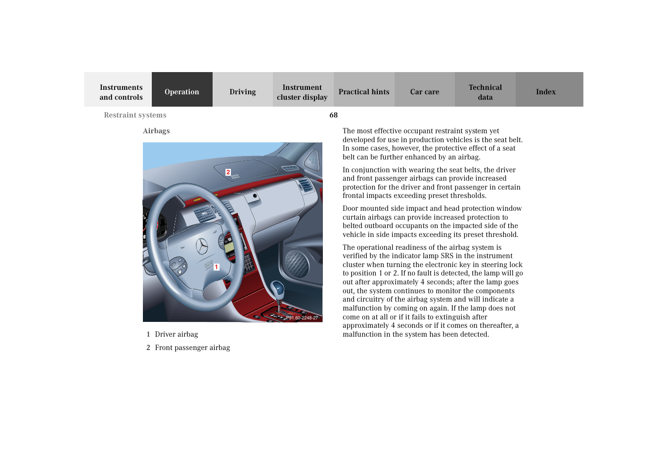 Airbags | Mercedes-Benz 2003 E -Class Wagon User Manual | Page 71 / 354