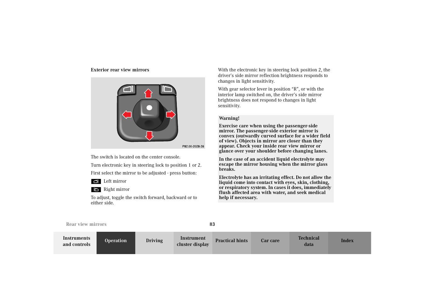 Rear view mirrors:exterior | Mercedes-Benz 2003 E -Class Wagon User Manual | Page 86 / 354