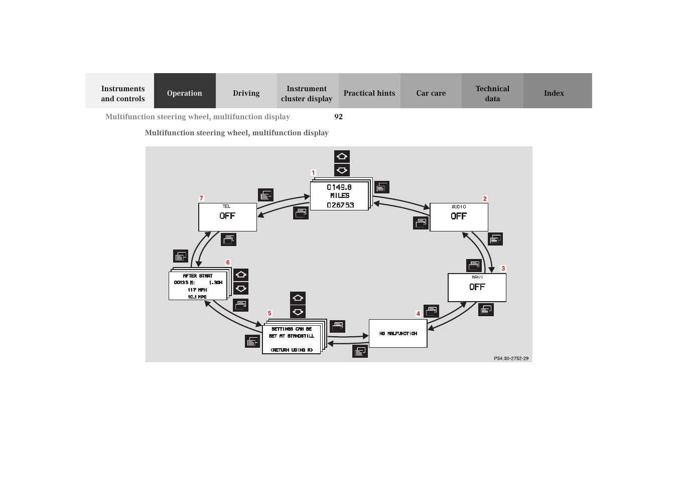 Multifunction steering wheel, Multifunction display | Mercedes-Benz 2003 E -Class Wagon User Manual | Page 95 / 354