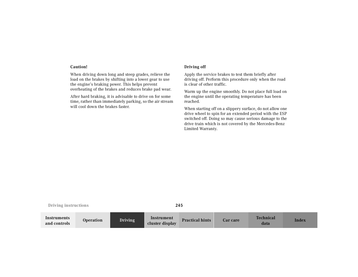 Mercedes-Benz 2001 S 430 User Manual | Page 248 / 421