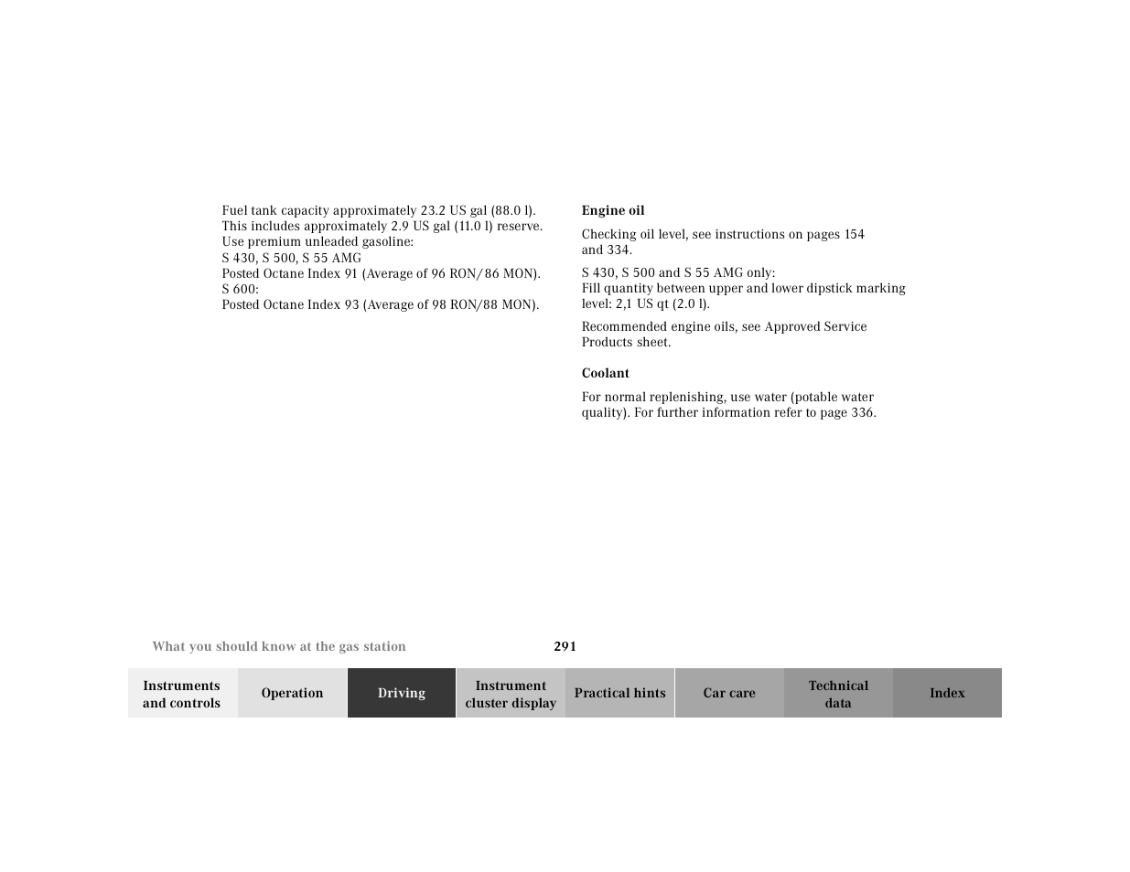 Mercedes-Benz 2001 S 430 User Manual | Page 294 / 421