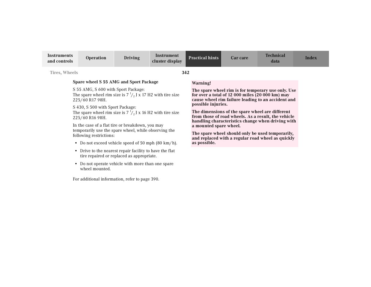 Mercedes-Benz 2001 S 430 User Manual | Page 345 / 421