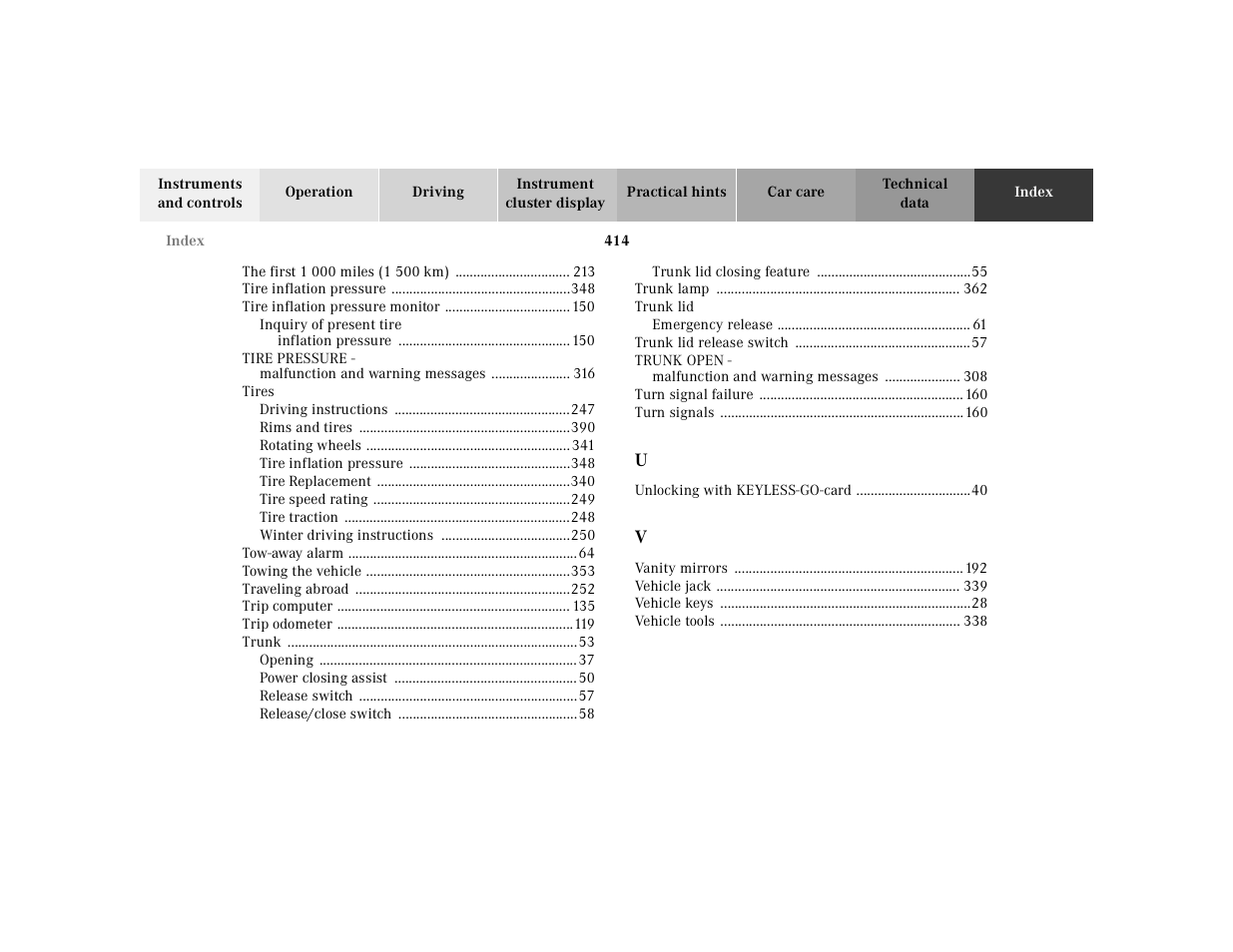 Mercedes-Benz 2001 S 430 User Manual | Page 417 / 421