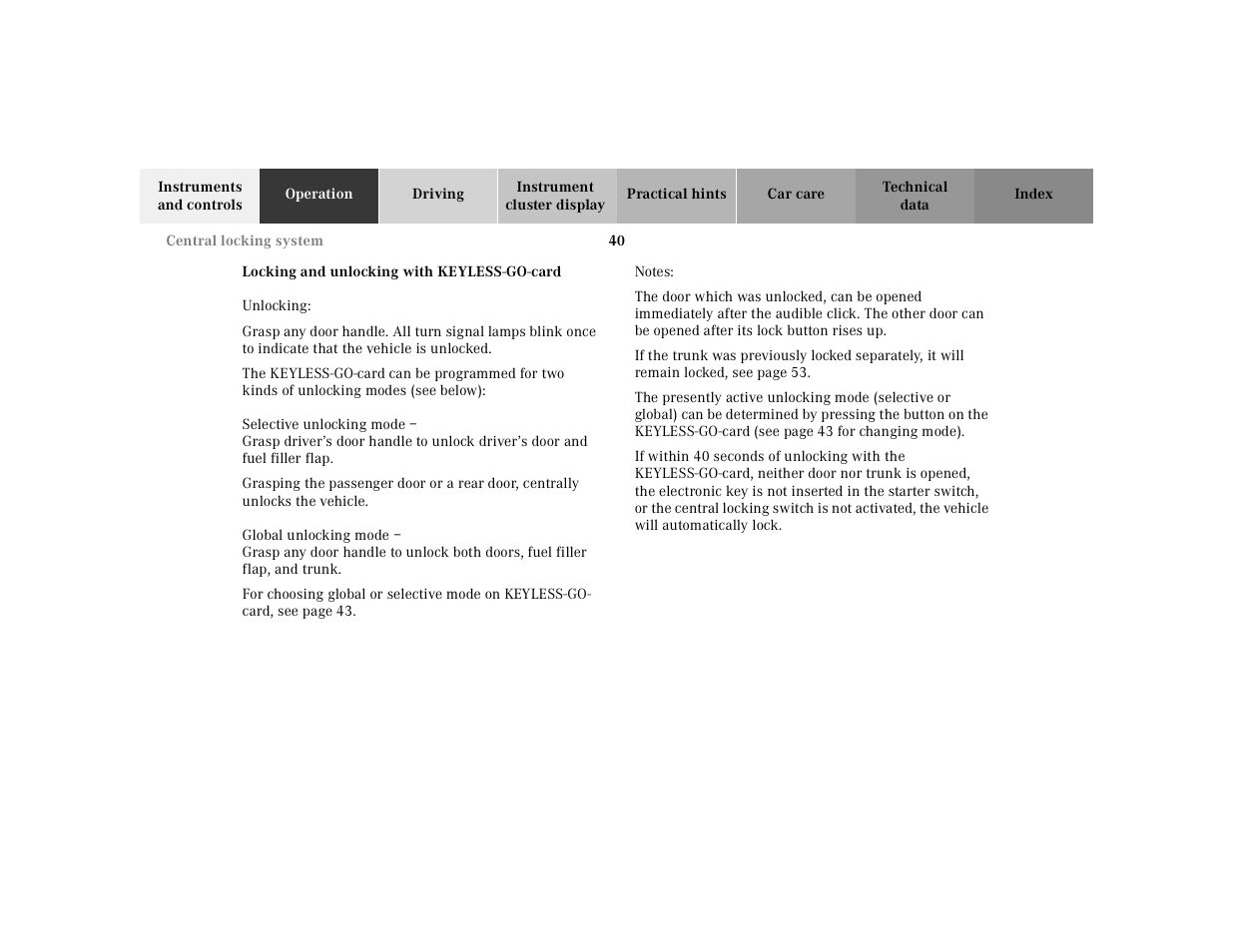 Mercedes-Benz 2001 S 430 User Manual | Page 43 / 421