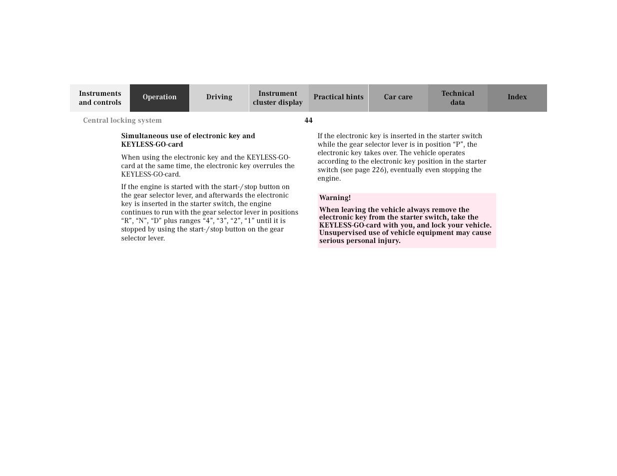 Mercedes-Benz 2001 S 430 User Manual | Page 47 / 421