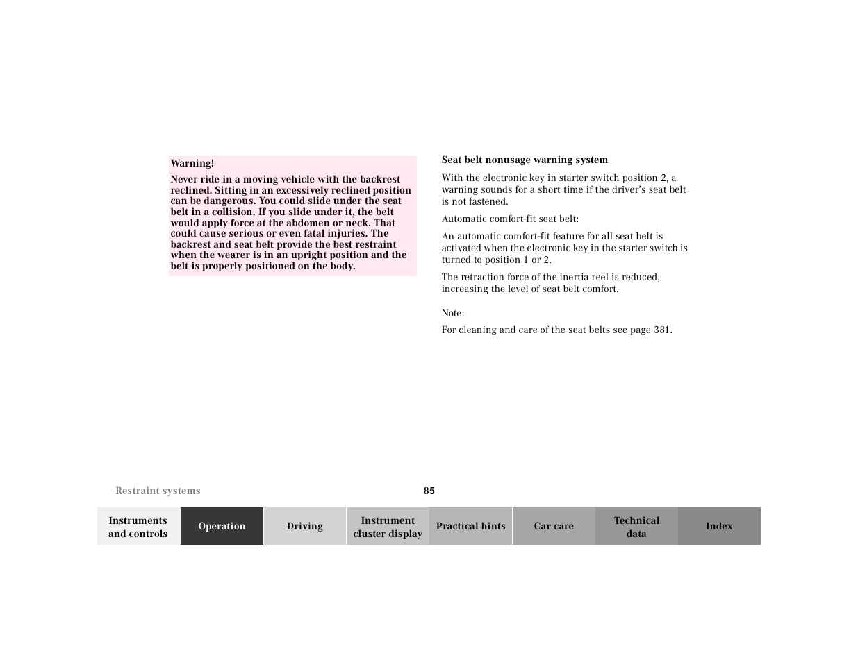 Mercedes-Benz 2001 S 430 User Manual | Page 88 / 421