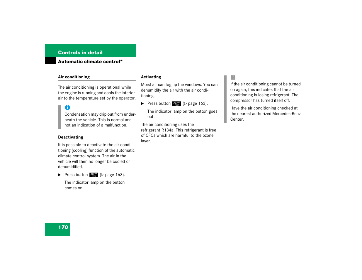Mercedes-Benz 2004 C 320 Sport User Manual | Page 170 / 400