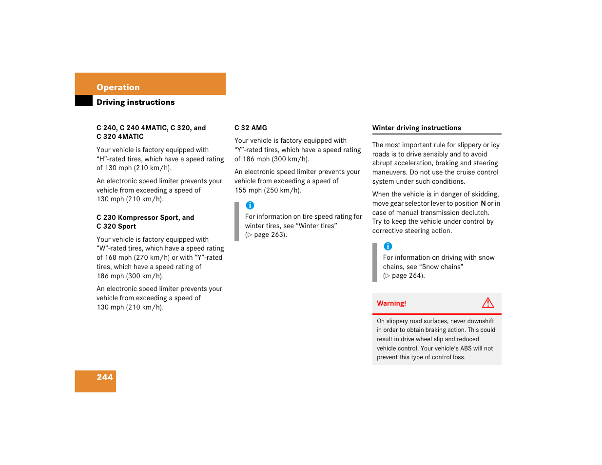 Mercedes-Benz 2004 C 320 Sport User Manual | Page 244 / 400