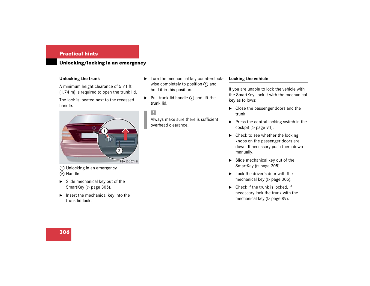 306 practical hints | Mercedes-Benz 2004 C 320 Sport User Manual | Page 306 / 400