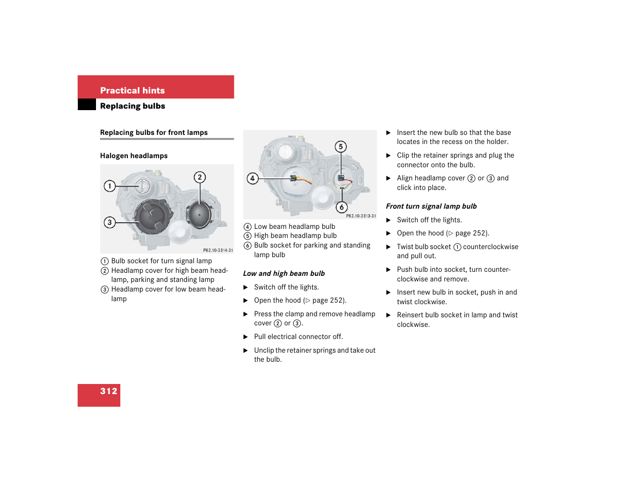 312 practical hints | Mercedes-Benz 2004 C 320 Sport User Manual | Page 312 / 400