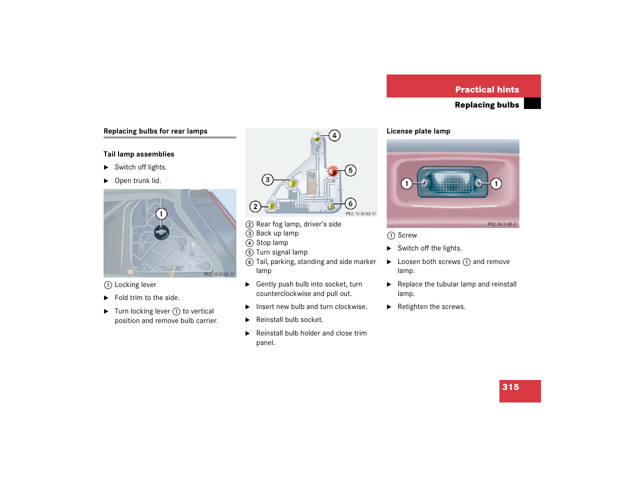 315 practical hints | Mercedes-Benz 2004 C 320 Sport User Manual | Page 315 / 400