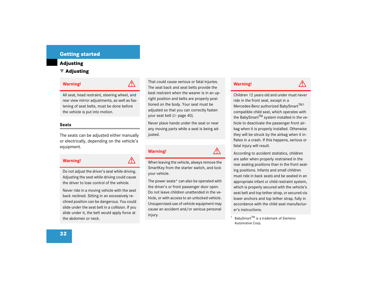 Mercedes-Benz 2004 C 320 Sport User Manual | Page 32 / 400