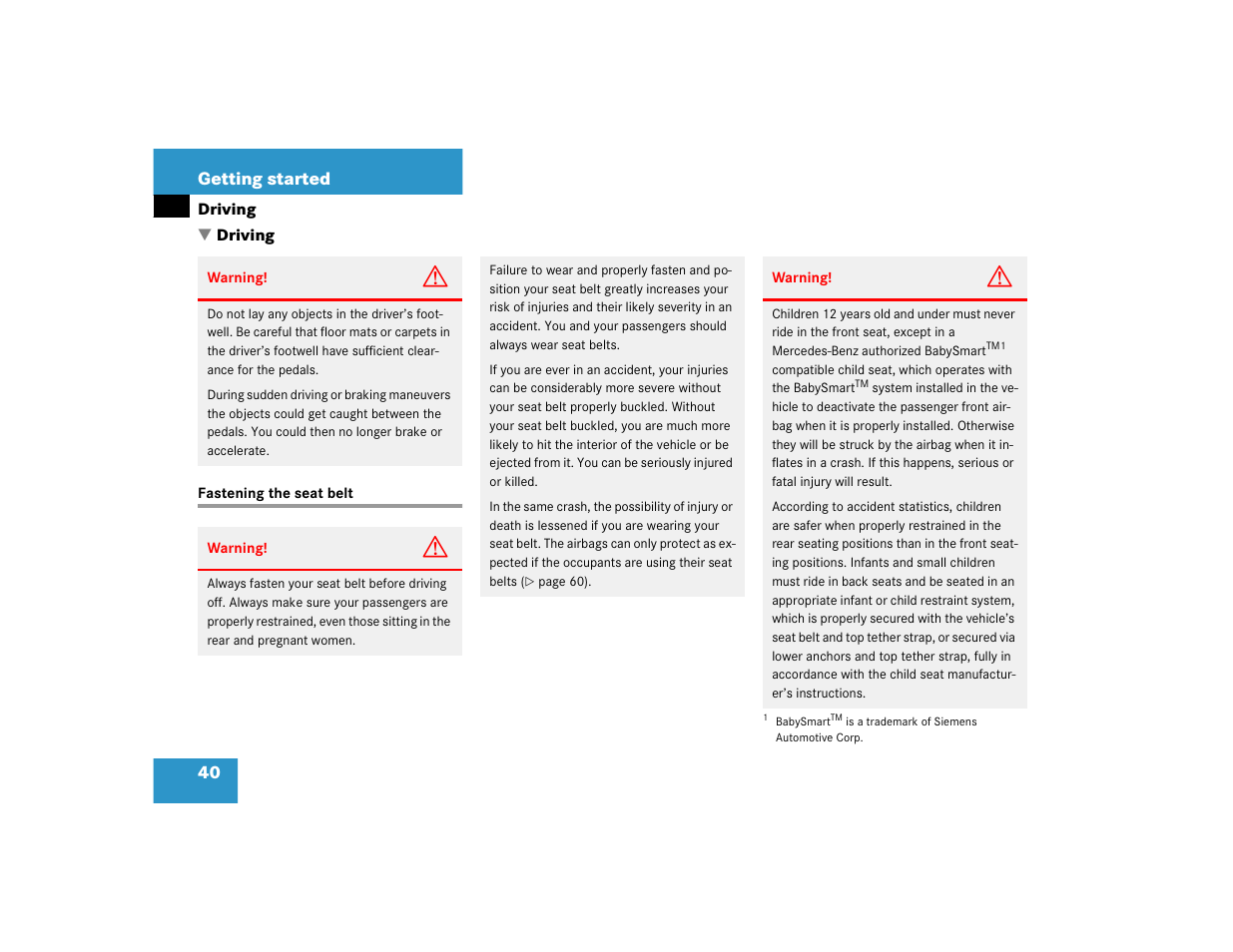 Mercedes-Benz 2004 C 320 Sport User Manual | Page 40 / 400