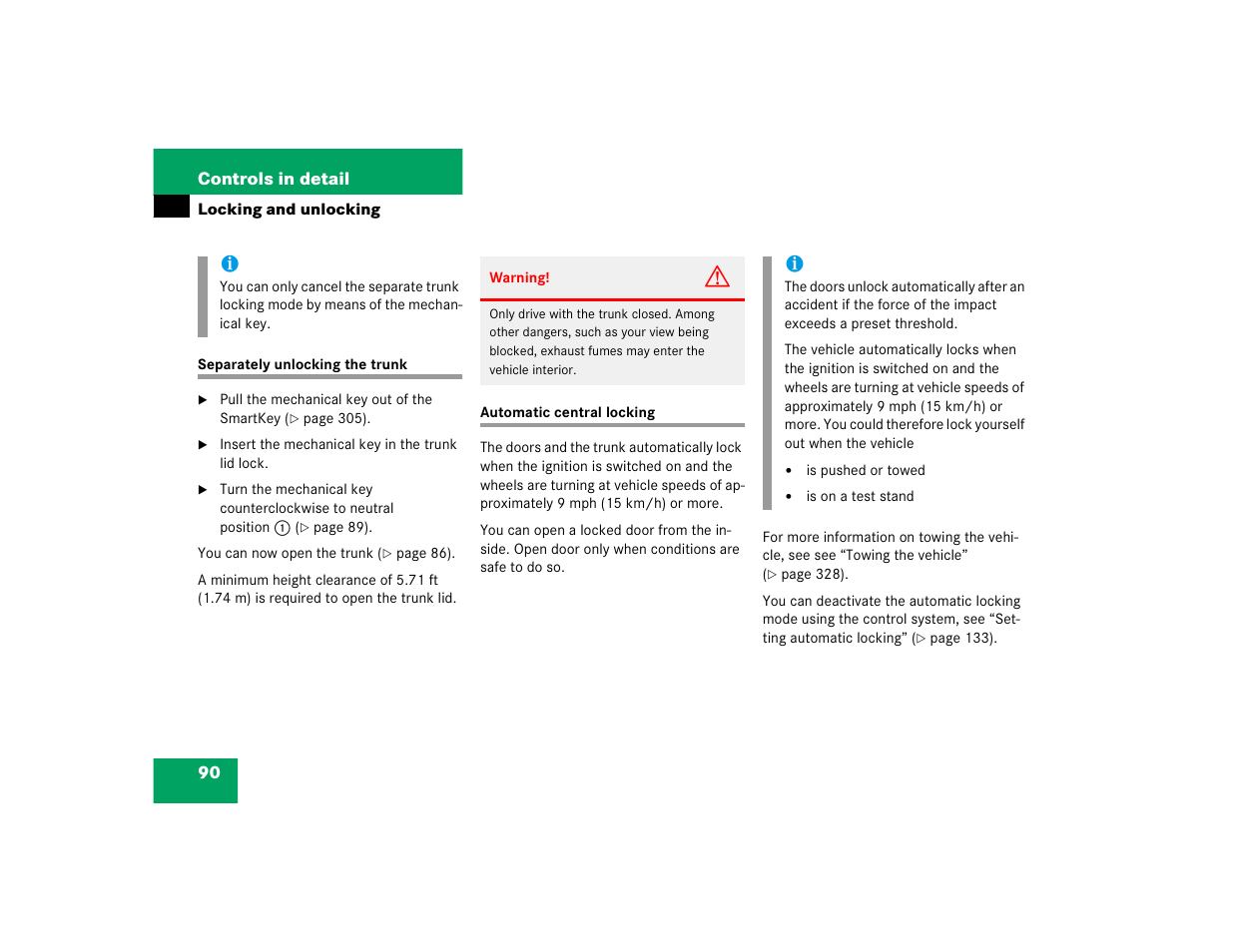 Mercedes-Benz 2004 C 320 Sport User Manual | Page 90 / 400