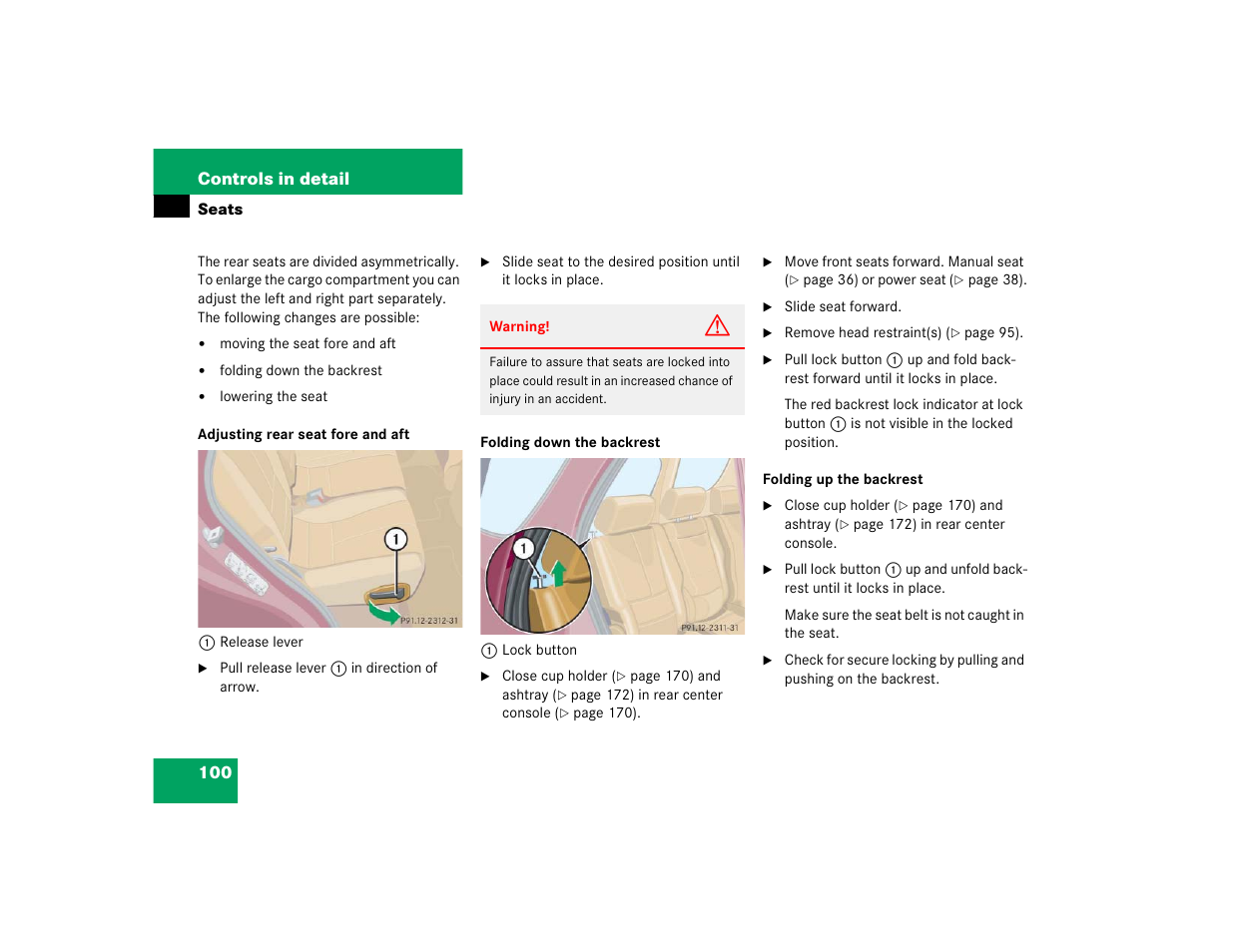 100 controls in detail | Mercedes-Benz 2005 ML 350 User Manual | Page 102 / 356
