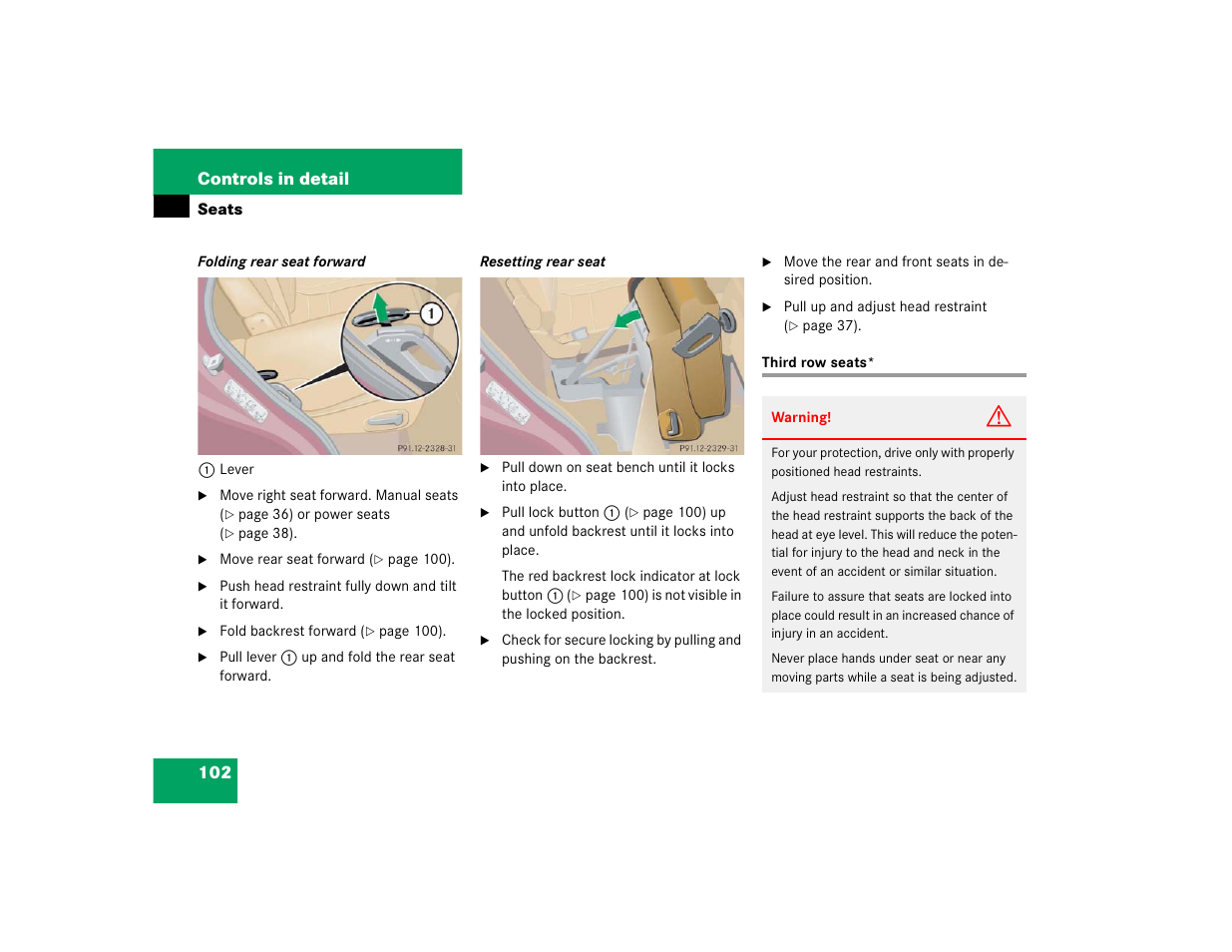 102 controls in detail | Mercedes-Benz 2005 ML 350 User Manual | Page 104 / 356