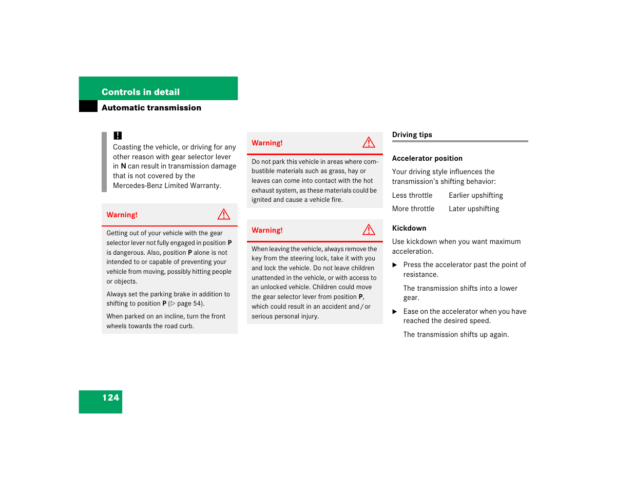 Mercedes-Benz 2005 ML 350 User Manual | Page 126 / 356