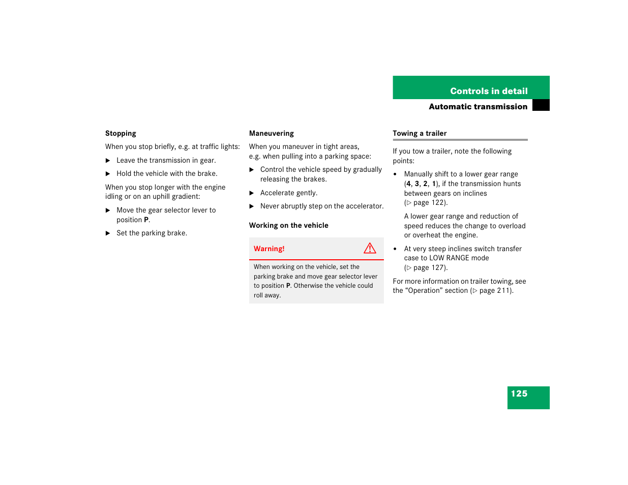Mercedes-Benz 2005 ML 350 User Manual | Page 127 / 356